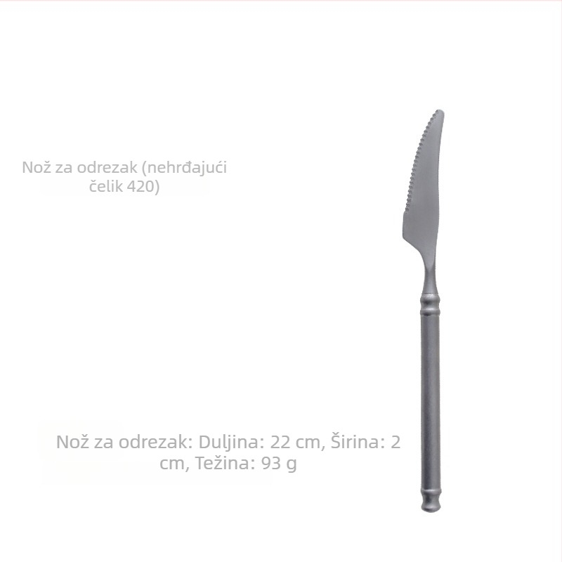 Set pribora – 304 nehrđajući čelik, ogledno poliranje, lagani luksuzni retro nordijski stil, uključuje nož, vilicu i žlicu, pakiranje u jednoj prozirnoj vrećici