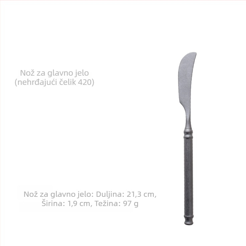 Set pribora – 304 nehrđajući čelik, ogledno poliranje, lagani luksuzni retro nordijski stil, uključuje nož, vilicu i žlicu, pakiranje u jednoj prozirnoj vrećici