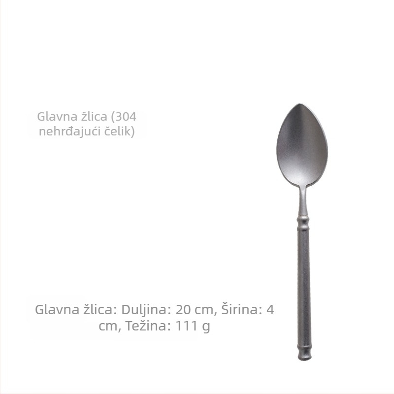 Set pribora – 304 nehrđajući čelik, ogledno poliranje, lagani luksuzni retro nordijski stil, uključuje nož, vilicu i žlicu, pakiranje u jednoj prozirnoj vrećici