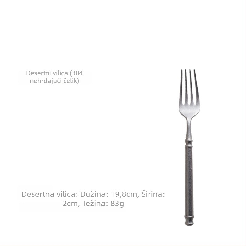 Set pribora – 304 nehrđajući čelik, ogledno poliranje, lagani luksuzni retro nordijski stil, uključuje nož, vilicu i žlicu, pakiranje u jednoj prozirnoj vrećici