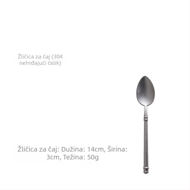 Set pribora – 304 nehrđajući čelik, ogledno poliranje, lagani luksuzni retro nordijski stil, uključuje nož, vilicu i žlicu, pakiranje u jednoj prozirnoj vrećici