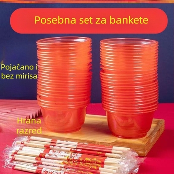 Debela jednokratna plastična zdjela s dekorom od svilenih cvjetova za svečane prigode — nije prikladna za mikrovalnu pećnicu