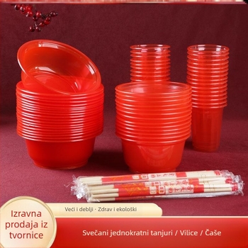 Debela jednokratna plastična zdjela s dekorom od svilenih cvjetova za svečane prigode — nije prikladna za mikrovalnu pećnicu