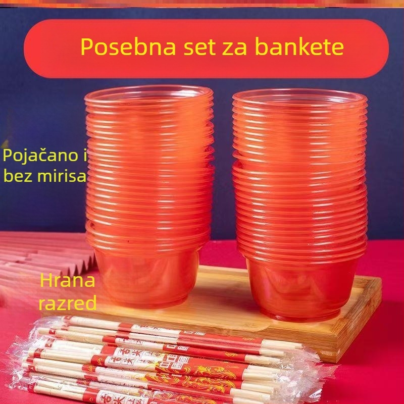 Debela jednokratna plastična zdjela s dekorom od svilenih cvjetova za svečane prigode — nije prikladna za mikrovalnu pećnicu