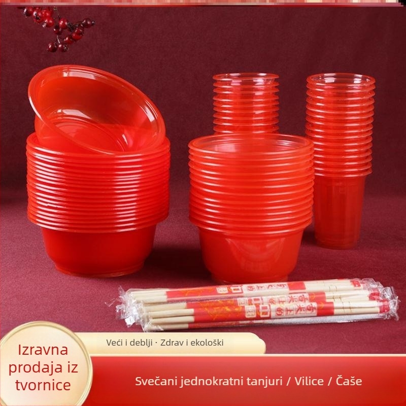 Debela jednokratna plastična zdjela s dekorom od svilenih cvjetova za svečane prigode — nije prikladna za mikrovalnu pećnicu