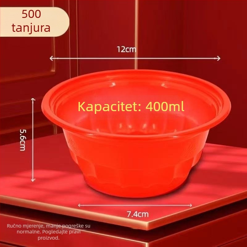 Debela jednokratna plastična zdjela s dekorom od svilenih cvjetova za svečane prigode — nije prikladna za mikrovalnu pećnicu
