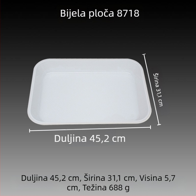 Melamin pravokutni pladanj s glaziranom površinom, otisnuto logo i mogućnost prilagodbe.