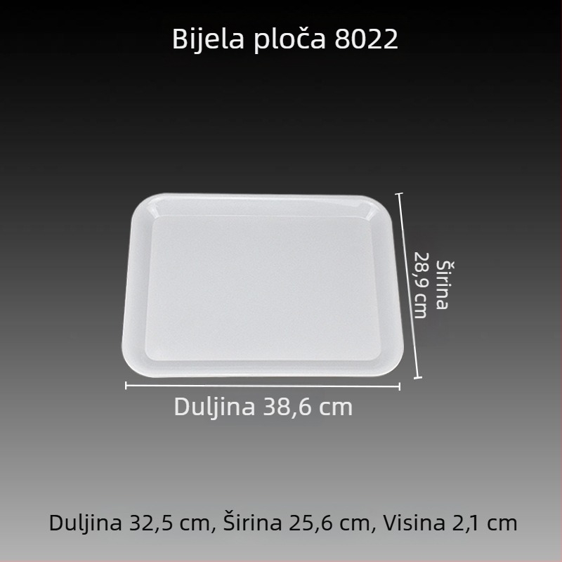 Melamin pravokutni pladanj s glaziranom površinom, otisnuto logo i mogućnost prilagodbe.