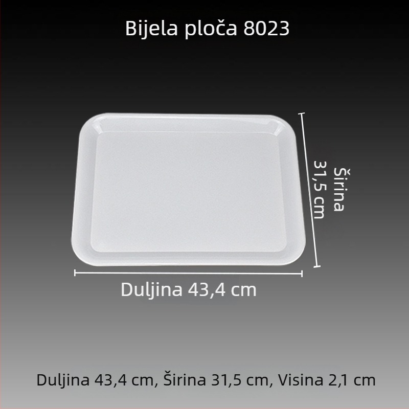 Melamin pravokutni pladanj s glaziranom površinom, otisnuto logo i mogućnost prilagodbe.