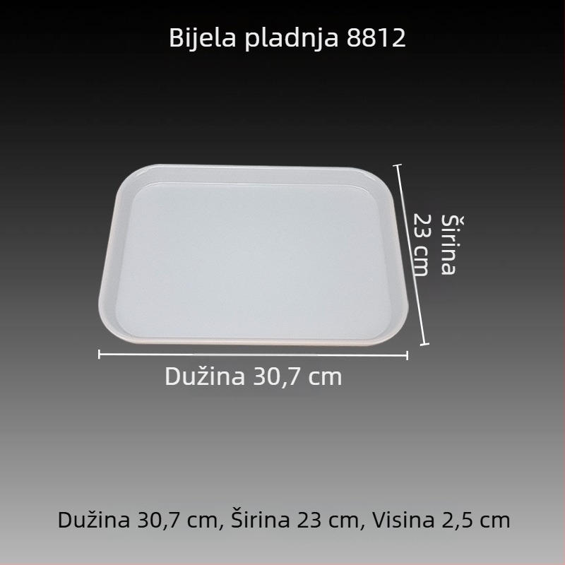 Melamin pravokutni pladanj s glaziranom površinom, otisnuto logo i mogućnost prilagodbe.