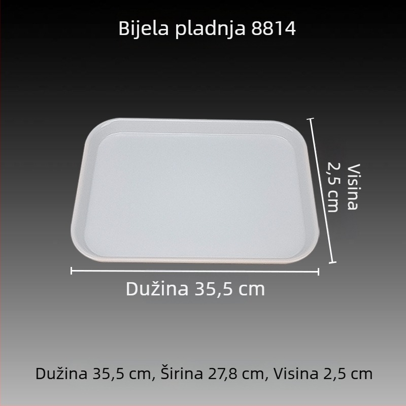 Melamin pravokutni pladanj s glaziranom površinom, otisnuto logo i mogućnost prilagodbe.