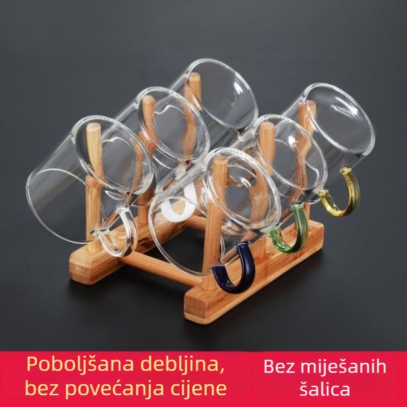 Šalica za čaj od borosilikatnog stakla, dvostruka stijena, s drškom, ručna izrada, brend Yumo