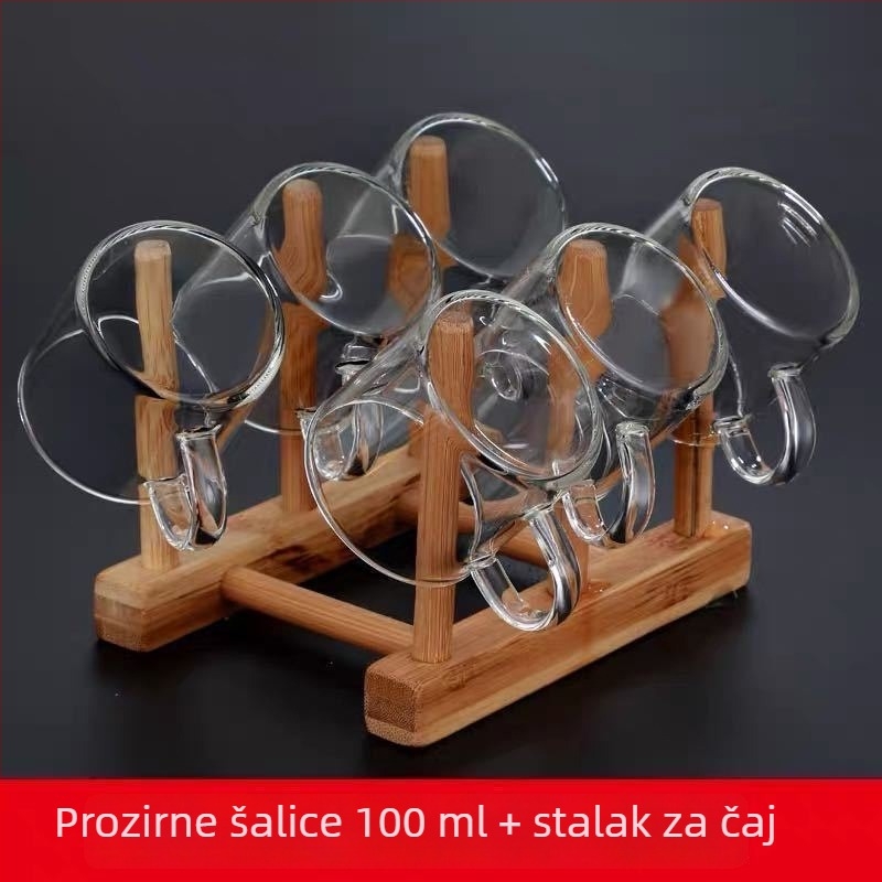 Šalica za čaj od borosilikatnog stakla, dvostruka stijena, s drškom, ručna izrada, brend Yumo
