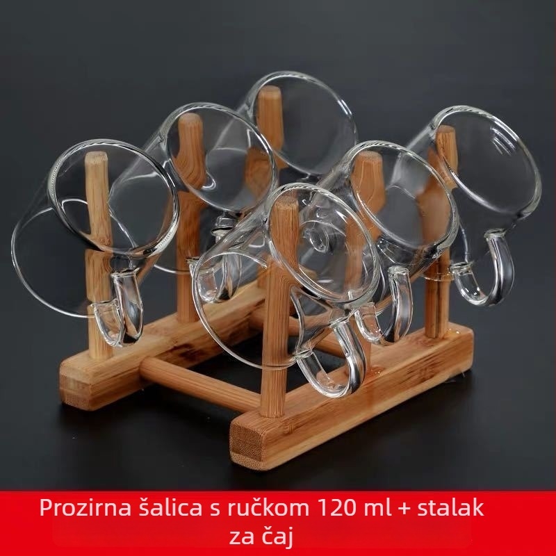 Šalica za čaj od borosilikatnog stakla, dvostruka stijena, s drškom, ručna izrada, brend Yumo