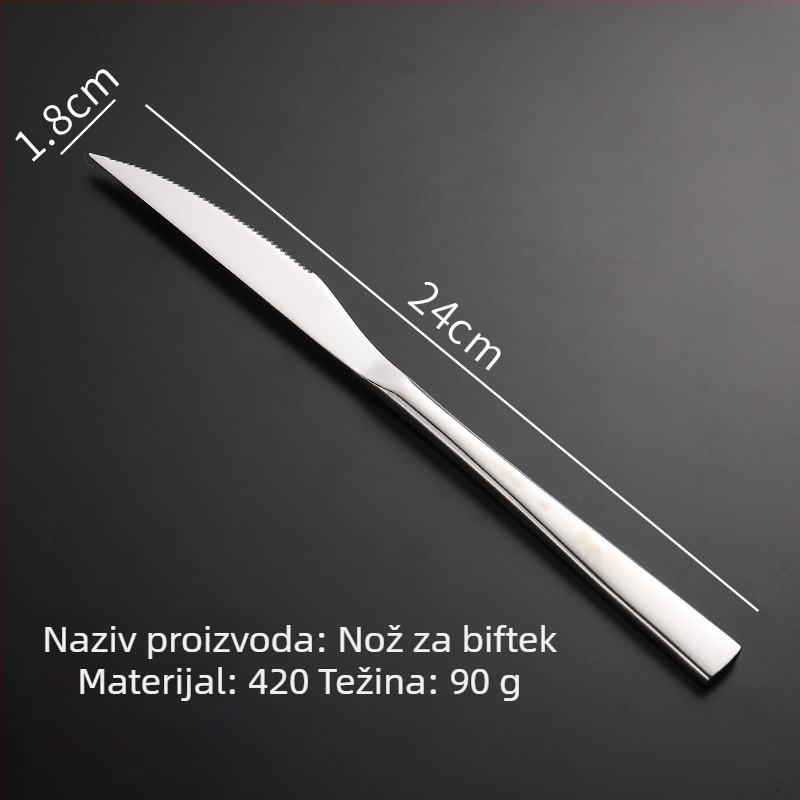 Set noževa, vilice i žlice za steak od 304 nehrđajućeg čelika, ogledni sjaj, modern stil