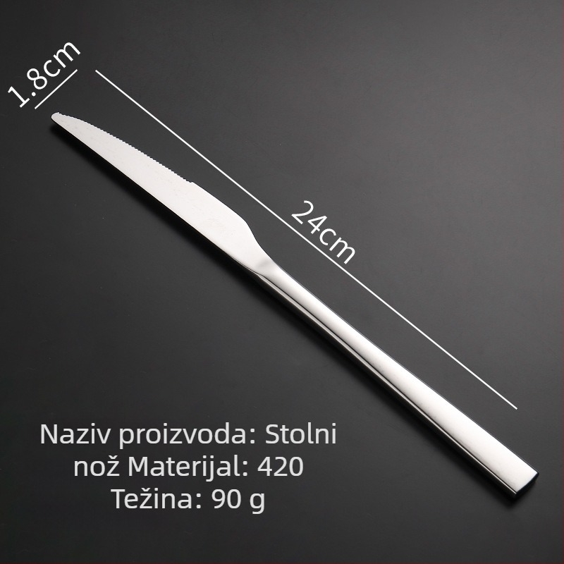 Set noževa, vilice i žlice za steak od 304 nehrđajućeg čelika, ogledni sjaj, modern stil
