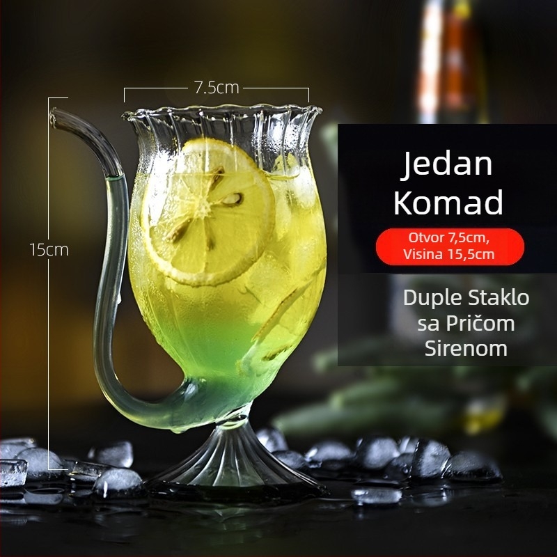 Čaša za vino s kreativnim vampirskim dizajnom, staklo s filtrom i slamkom — otporno na visoke temperature, ručno puhanje, jednovrstna