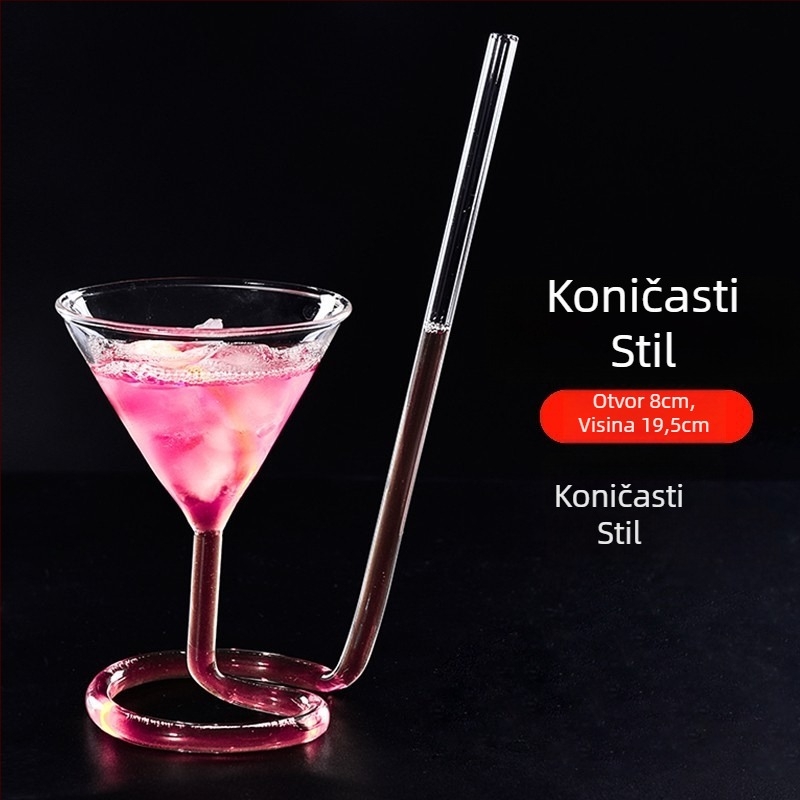 Čaša za vino s kreativnim vampirskim dizajnom, staklo s filtrom i slamkom — otporno na visoke temperature, ručno puhanje, jednovrstna