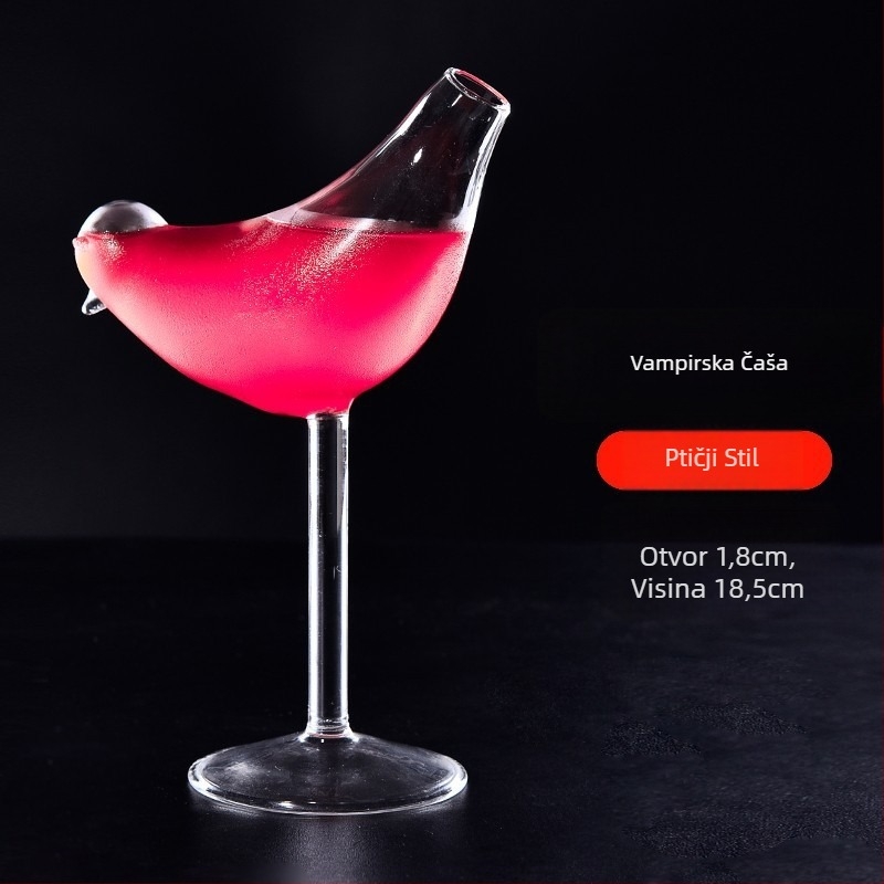 Čaša za vino s kreativnim vampirskim dizajnom, staklo s filtrom i slamkom — otporno na visoke temperature, ručno puhanje, jednovrstna