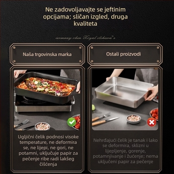 Tava od karbonskog čelika za roštiljanje ribe s keramnim kristalnim premazom, kvadratnog oblika, višefunkcionalna, prvoklasna kvaliteta