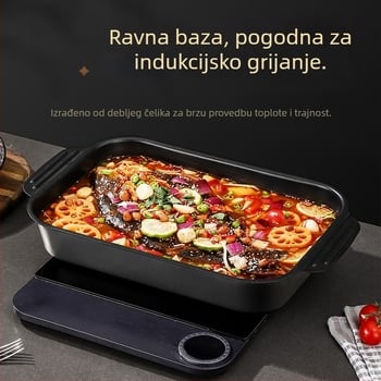 Tava od karbonskog čelika za roštiljanje ribe s keramnim kristalnim premazom, kvadratnog oblika, višefunkcionalna, prvoklasna kvaliteta