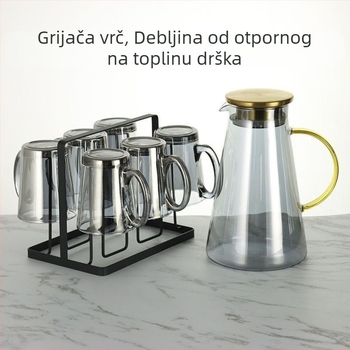 Stakleni set za vodu s čašama, europski stil, otporan na toplinu, za hladnu vodu i cold brew, poklon kutija – Jingyue