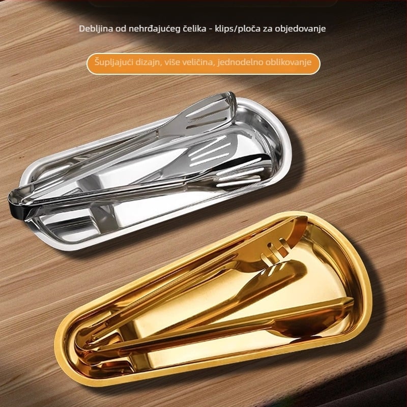 Nehrđajući čelični pladanj za posuđe za buffet s oblikom ventilatora i kvadratnim pločama