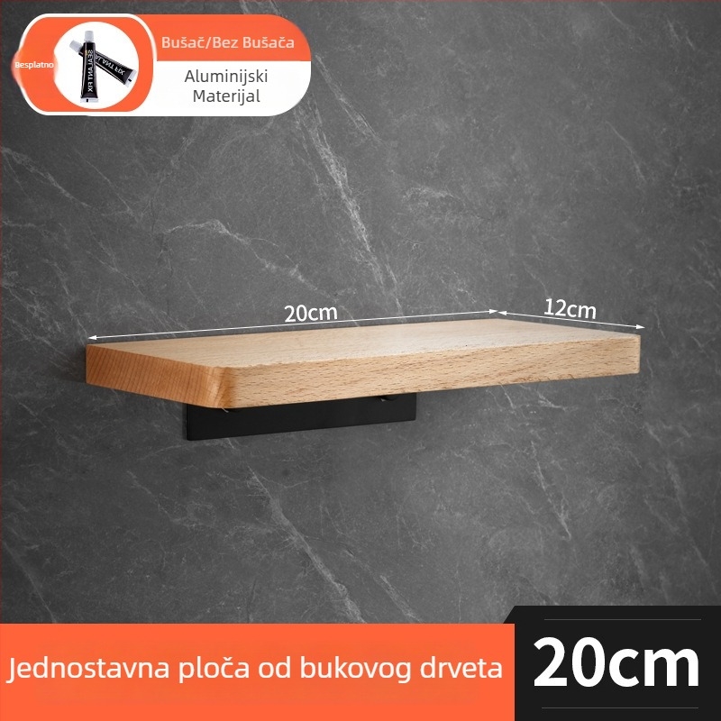 Bukovo drveno skladište za zid bez bušenja, 1 sloj, višestruka namjena za kuhinju i make-up