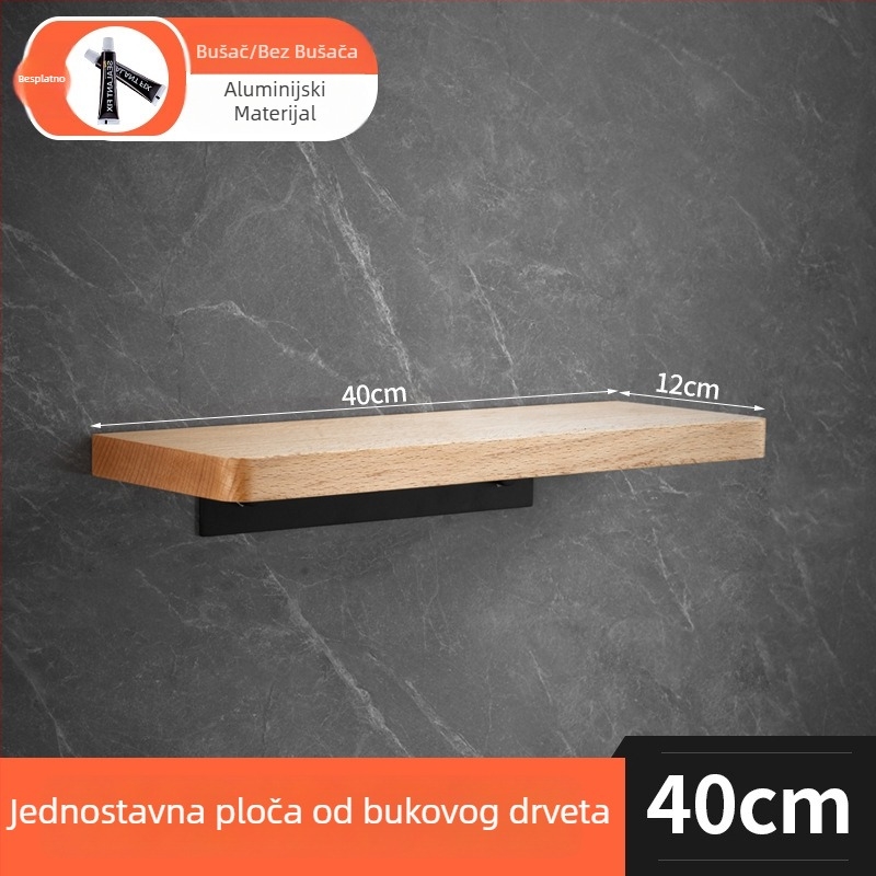 Bukovo drveno skladište za zid bez bušenja, 1 sloj, višestruka namjena za kuhinju i make-up