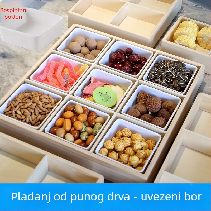 Drveni pladanj s devet odjeljaka, za posluživanje kod kuće