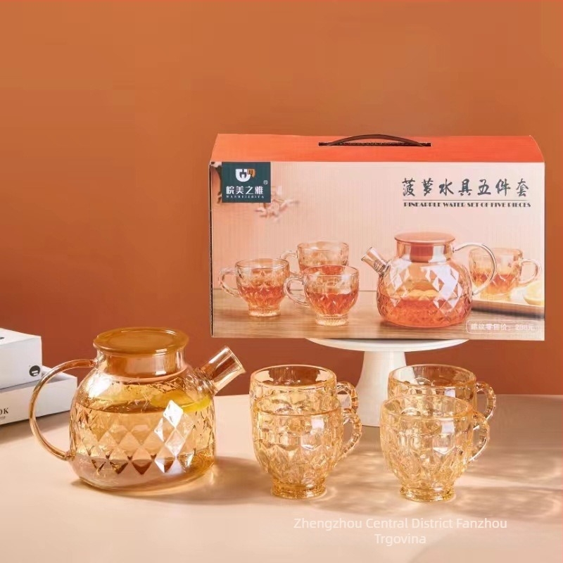 Pet dijelni stakleni set za vodu, Nine days, staklo od soda-lime, moderan minimalistički stil, pogodan za poslovne i promotivne darove