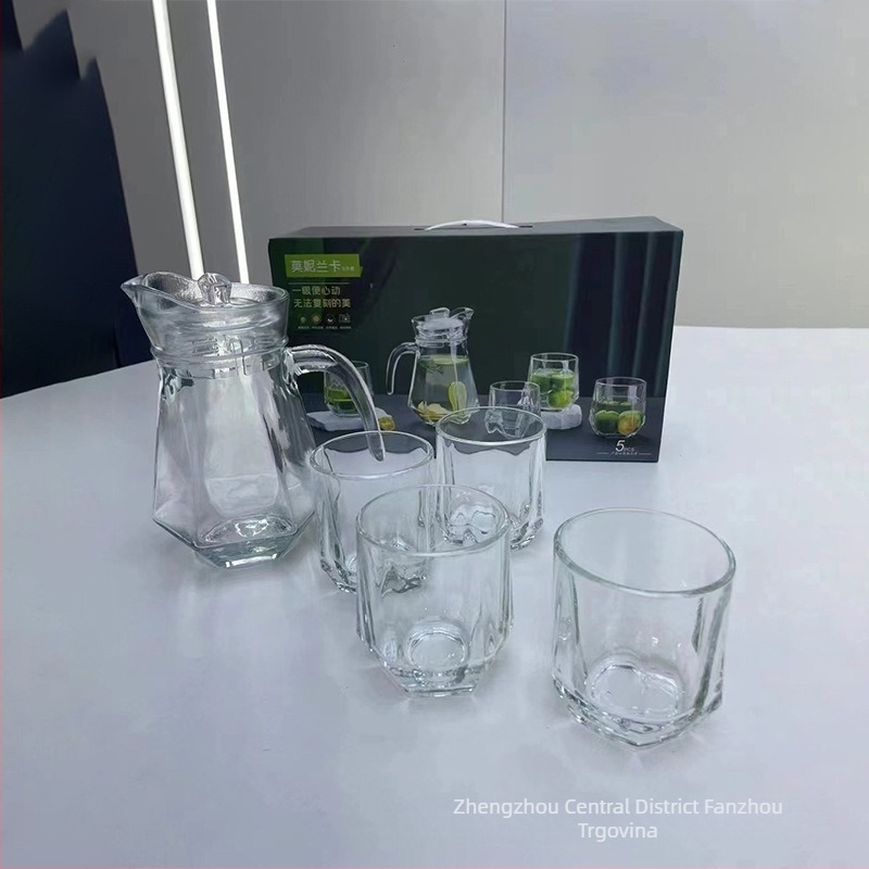 Pet dijelni stakleni set za vodu, Nine days, staklo od soda-lime, moderan minimalistički stil, pogodan za poslovne i promotivne darove