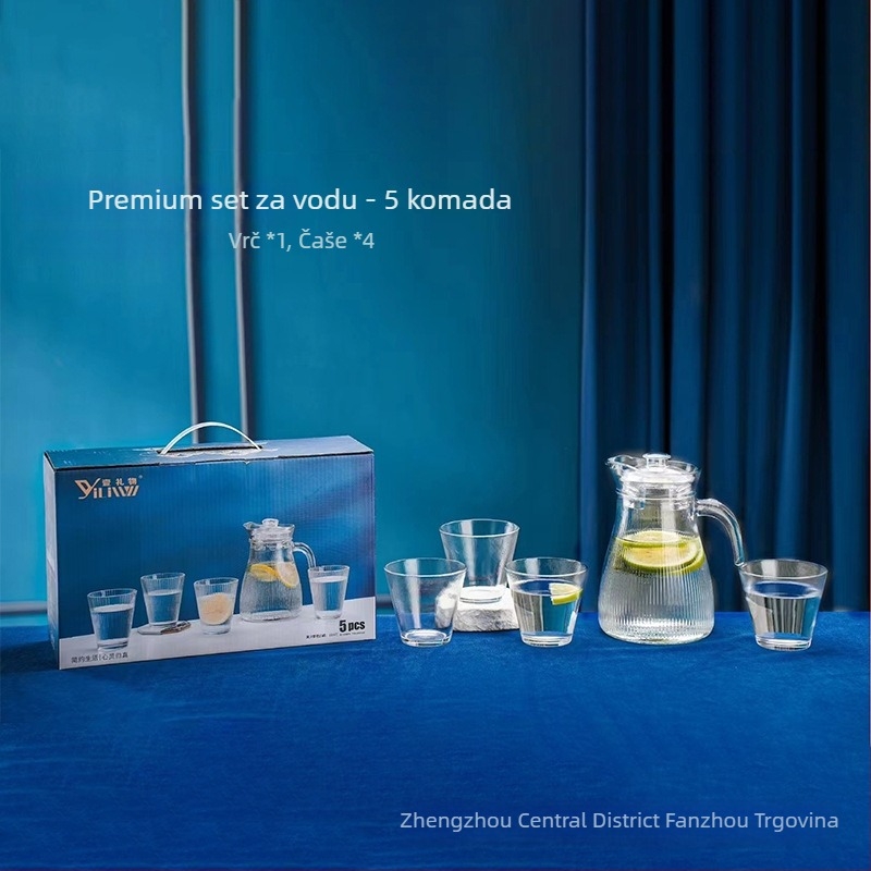 Pet dijelni stakleni set za vodu, Nine days, staklo od soda-lime, moderan minimalistički stil, pogodan za poslovne i promotivne darove