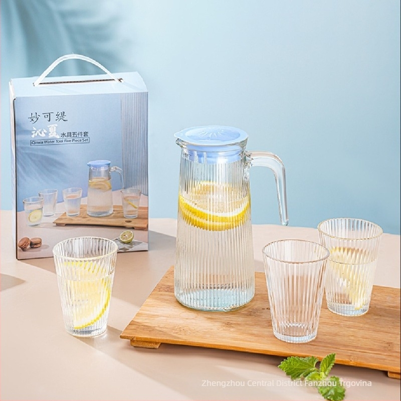 Pet dijelni stakleni set za vodu, Nine days, staklo od soda-lime, moderan minimalistički stil, pogodan za poslovne i promotivne darove