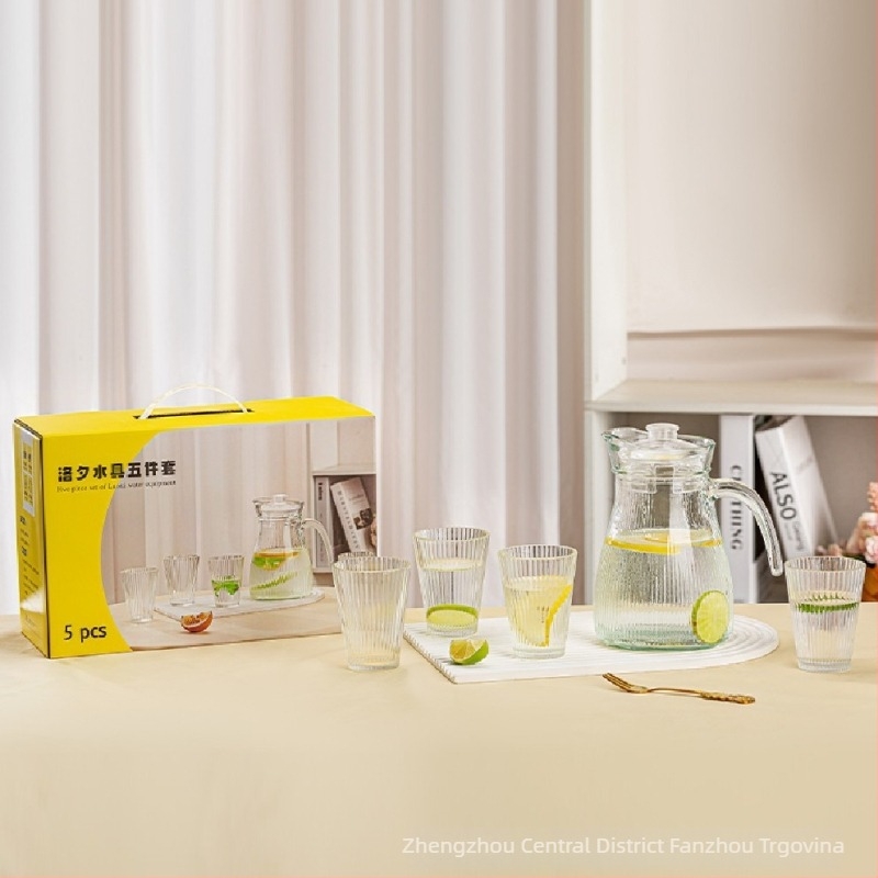 Pet dijelni stakleni set za vodu, Nine days, staklo od soda-lime, moderan minimalistički stil, pogodan za poslovne i promotivne darove