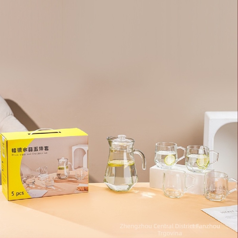 Pet dijelni stakleni set za vodu, Nine days, staklo od soda-lime, moderan minimalistički stil, pogodan za poslovne i promotivne darove