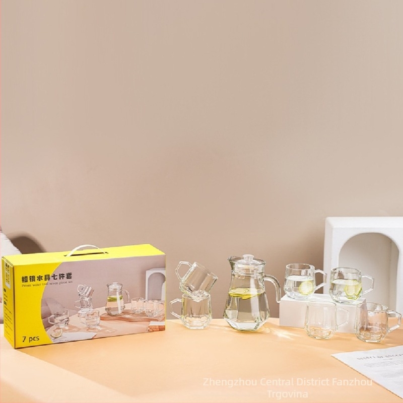 Pet dijelni stakleni set za vodu, Nine days, staklo od soda-lime, moderan minimalistički stil, pogodan za poslovne i promotivne darove