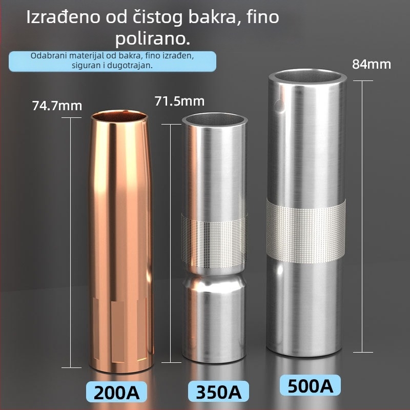 Shida sekundarna zaštita za zavarivački pištolj, bakrena zaštitna mlaznica s pokrivnim prstenom, 200A/350A/500A vrijednosti