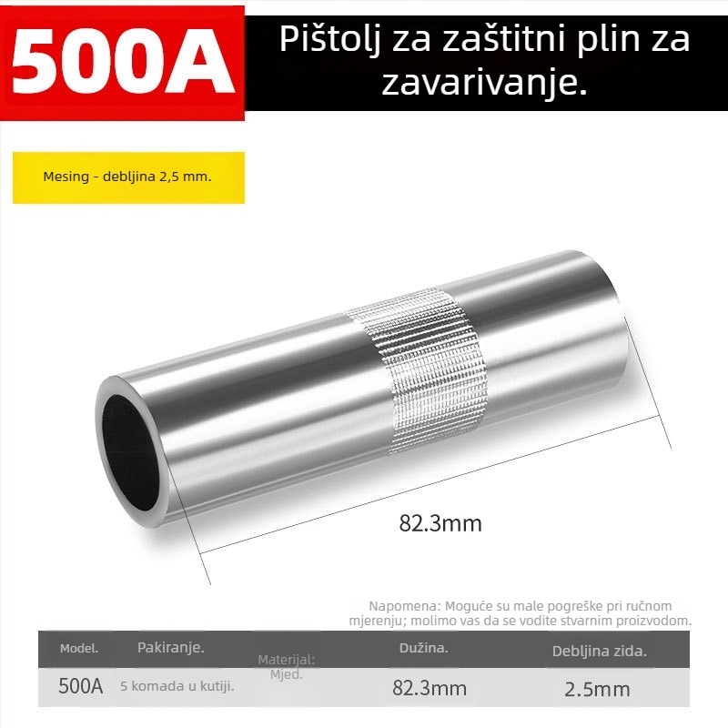 Shida sekundarna zaštita za zavarivački pištolj, bakrena zaštitna mlaznica s pokrivnim prstenom, 200A/350A/500A vrijednosti