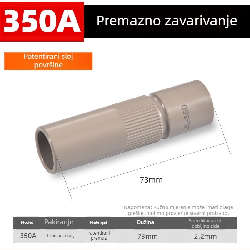 Shida sekundarna zaštita za zavarivački pištolj, bakrena zaštitna mlaznica s pokrivnim prstenom, 200A/350A/500A vrijednosti