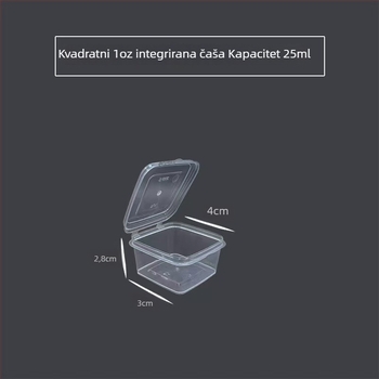 Jednokratna kvadratna kutija za umak za dostavu, plastična, 50 komada po paketu, biološki razgradiva, prilagodljiva, s logom u sitotisku