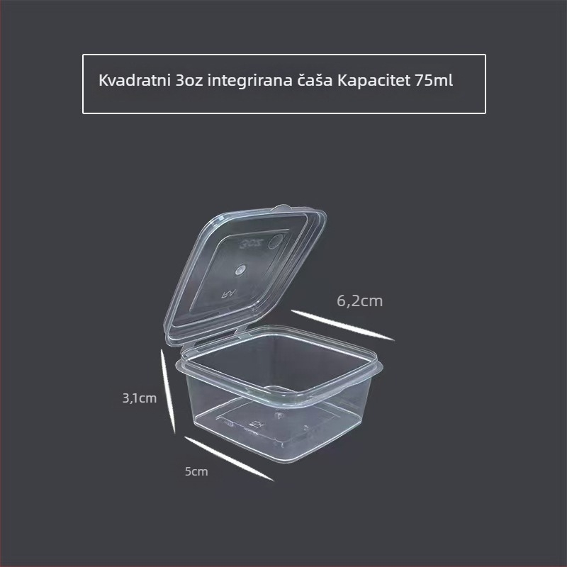 Jednokratna kvadratna kutija za umak za dostavu, plastična, 50 komada po paketu, biološki razgradiva, prilagodljiva, s logom u sitotisku