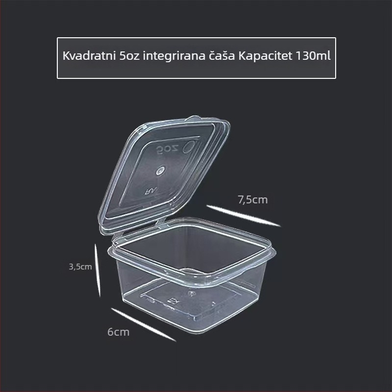 Jednokratna kvadratna kutija za umak za dostavu, plastična, 50 komada po paketu, biološki razgradiva, prilagodljiva, s logom u sitotisku