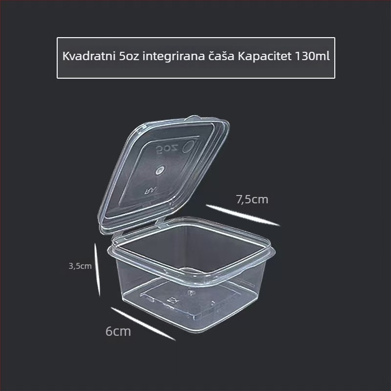 Jednokratna kvadratna kutija za umak za dostavu, plastična, 50 komada po paketu, biološki razgradiva, prilagodljiva, s logom u sitotisku