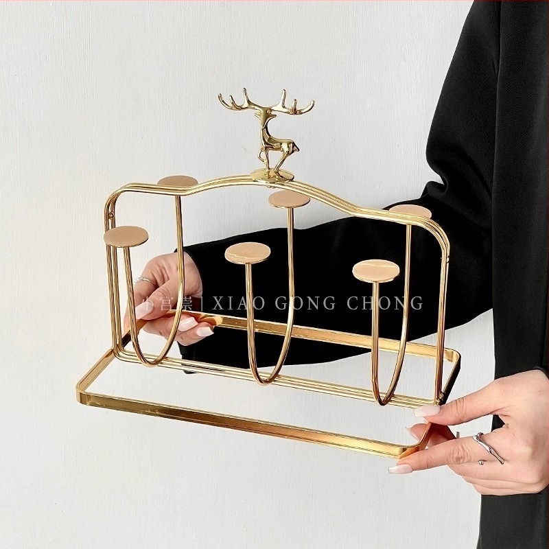 Barx držač za šalice čaja s odvodom i skladištenjem, viseći držač za staklene šalice, modernog jednostavnog stila, bez bušenja