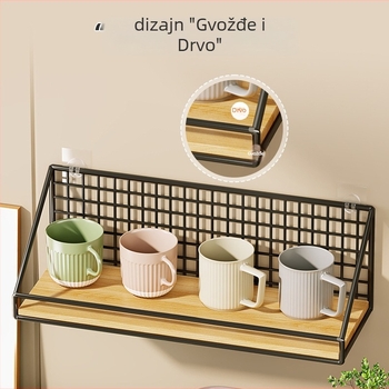 Držač čaša za zid, od željeza i drveta, moderno minimalistički dizajn, retro luksuz stil