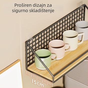 Držač čaša za zid, od željeza i drveta, moderno minimalistički dizajn, retro luksuz stil