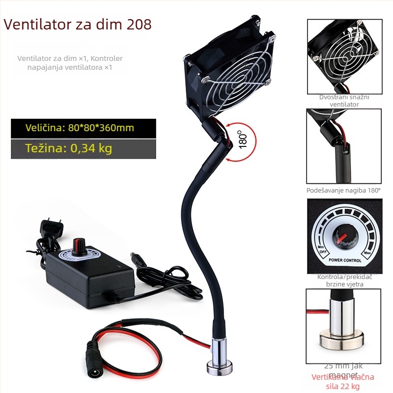 Profesionalna stanica za lemljenje s držačima, električna lemilica, lemna žica, povećalo, stolna lampa, ventilator za isisavanje dima, magnetski set za popravke