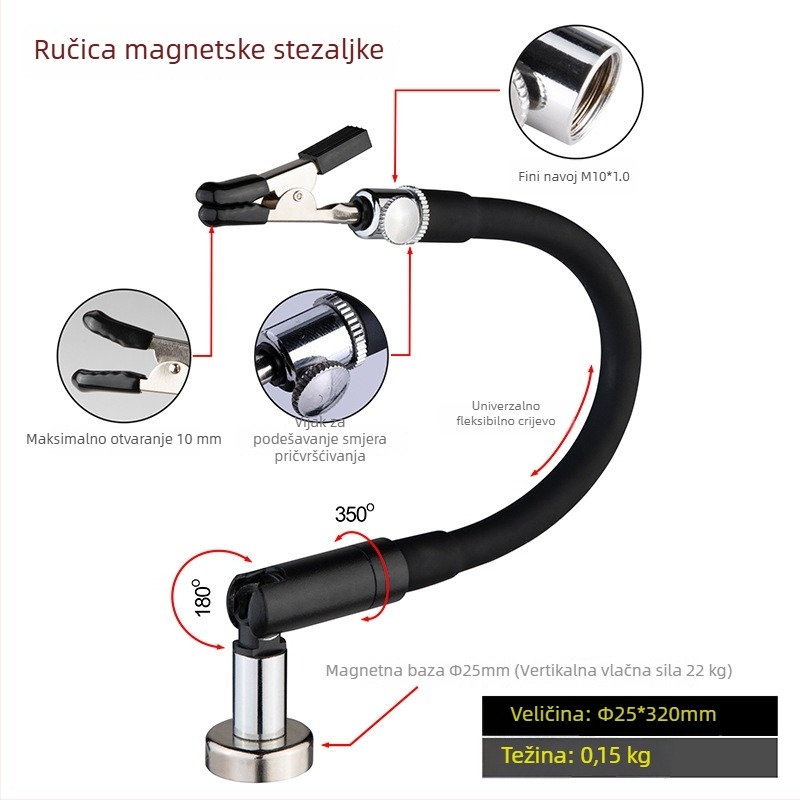Profesionalna stanica za lemljenje s držačima, električna lemilica, lemna žica, povećalo, stolna lampa, ventilator za isisavanje dima, magnetski set za popravke