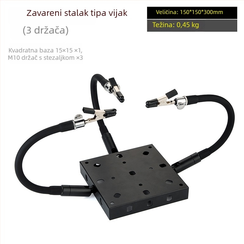 Profesionalna stanica za lemljenje s držačima, električna lemilica, lemna žica, povećalo, stolna lampa, ventilator za isisavanje dima, magnetski set za popravke
